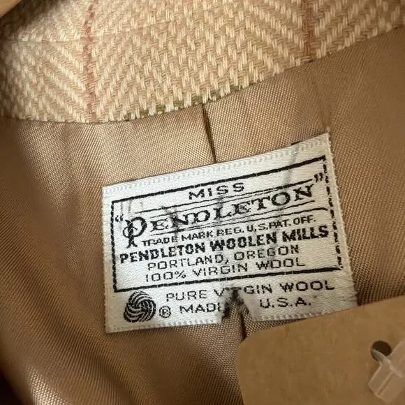 Vintage 80's Miss Pendleton Tan Lined Button Up Blazer #1267 Size MED USA - Picture 5 of 5